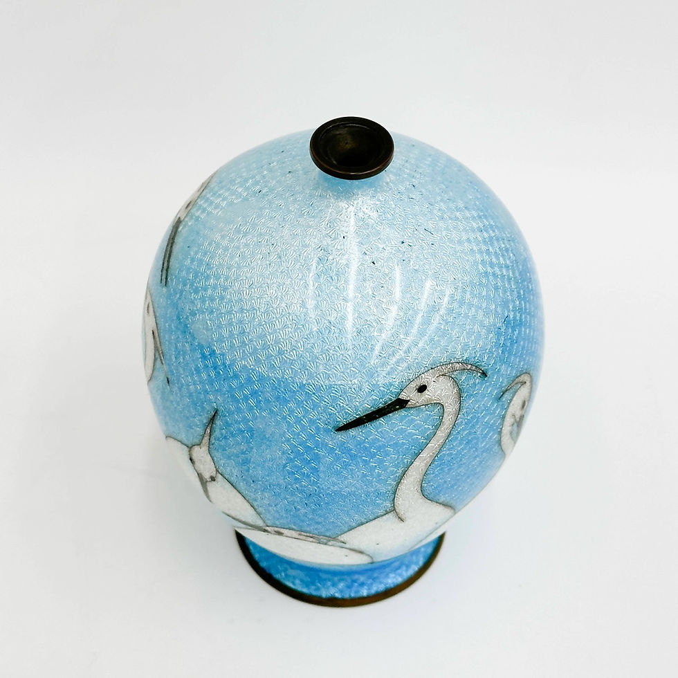 Thumbnail: Japanese Ginbari Cloisonne Enamel Bronze Vase Cranes Meiji Period