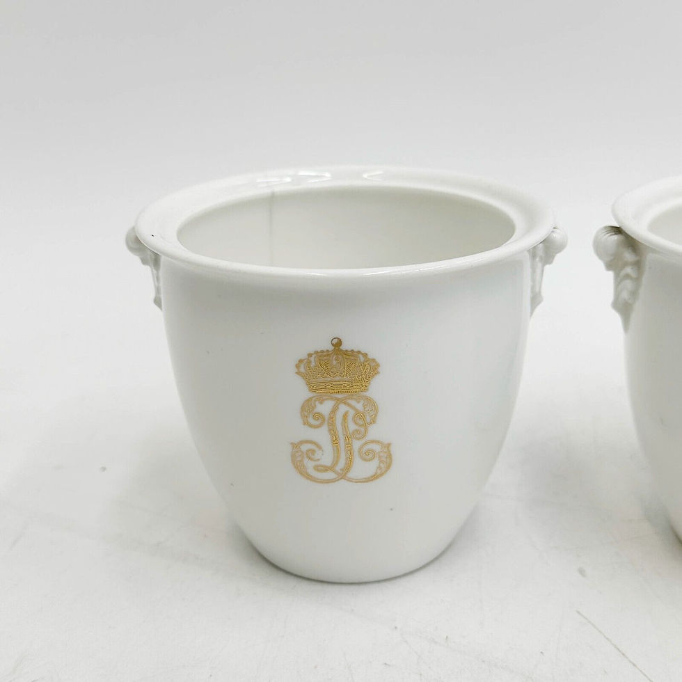 Thumbnail: Pair Manufacture de Sevres Gilt Porcelain Cache Pots 1841 1843