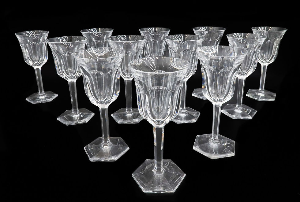 12 Baccarat France Cut Glass Port Wine Goblets in Malmaison Signed