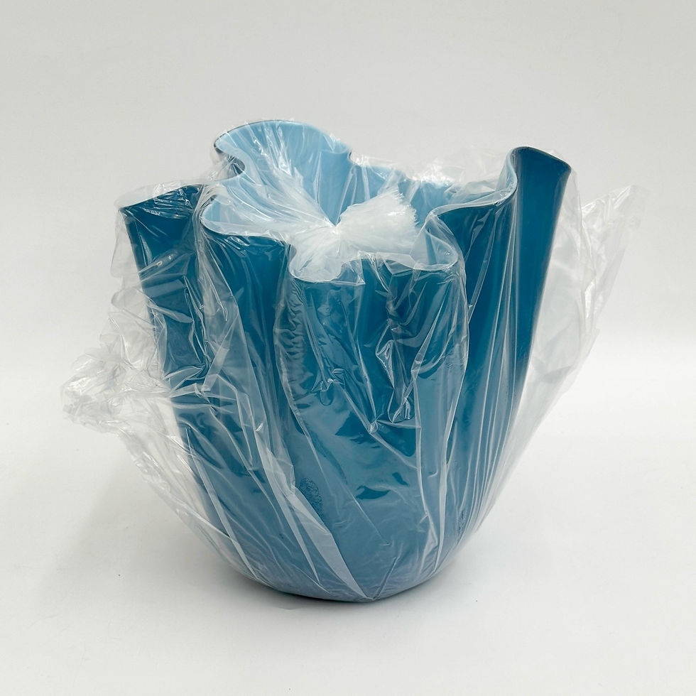 Thumbnail: Venini Fazzoletto Handkerchief Glass Vase Fulvio Bianconi Blue & Aqua with Box