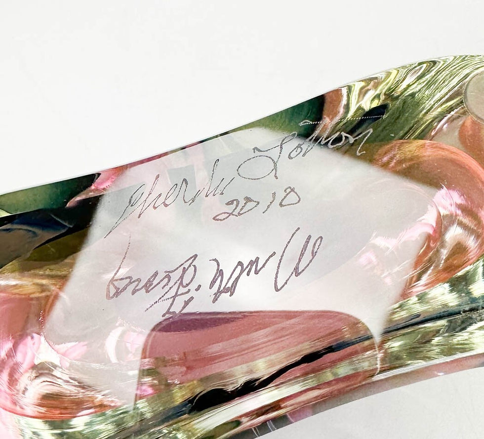 Thumbnail: Charles Lotton 2010 Multi Flora Pink Floral Art Glass Sculpture, Signed