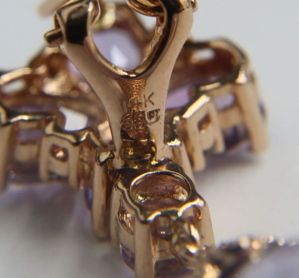 Thumbnail: 14k Rose Gold Amethyst and Diamond Floral Drop Earrings