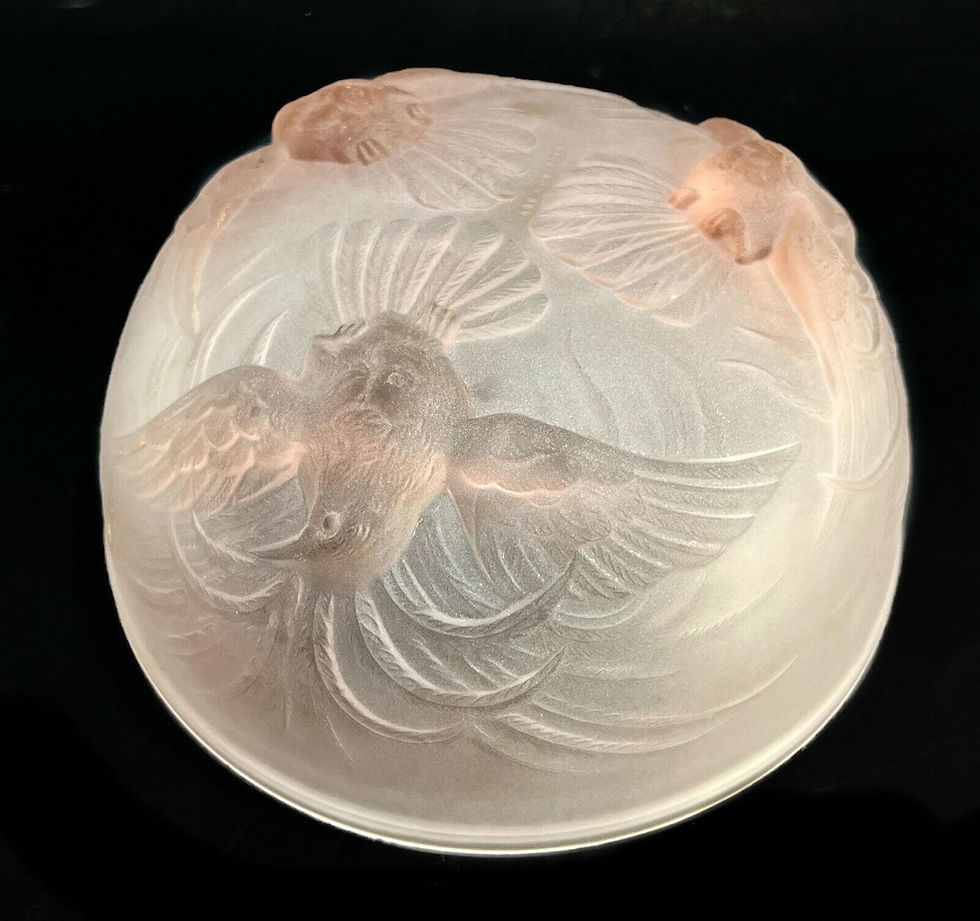 Thumbnail: French Sabino Style Pink Molded Glass Bowl, Birds in Flight