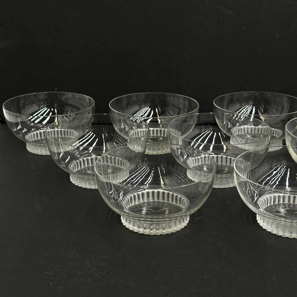 Thumbnail: 15 Lalique France Clear Glass Small Fruit Bowls in Bambou Bamboo Signed