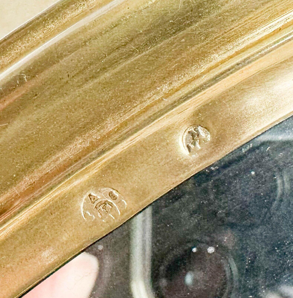 Thumbnail: Vienna Austria .812 Gilt Silver and Wood Vanity Mirror circa 1860