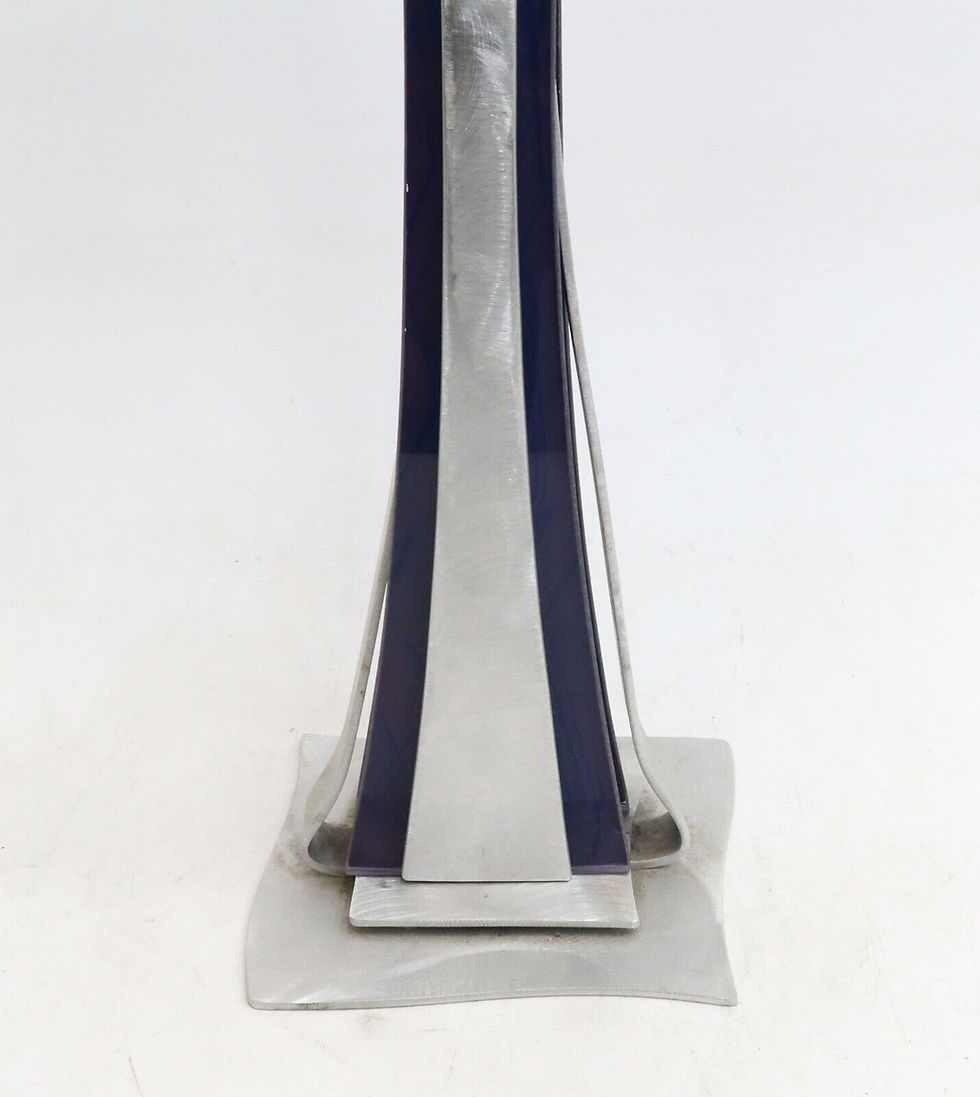 Thumbnail: American Modernist Sand Blasted Aluminum Hand Painted Acrylic Sculpture 20th C