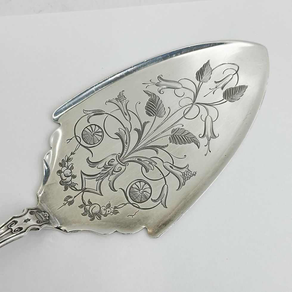 Thumbnail: Tiffany & Co Sterling Silver Cake Server in Armor by John Polhamus 1845 with box