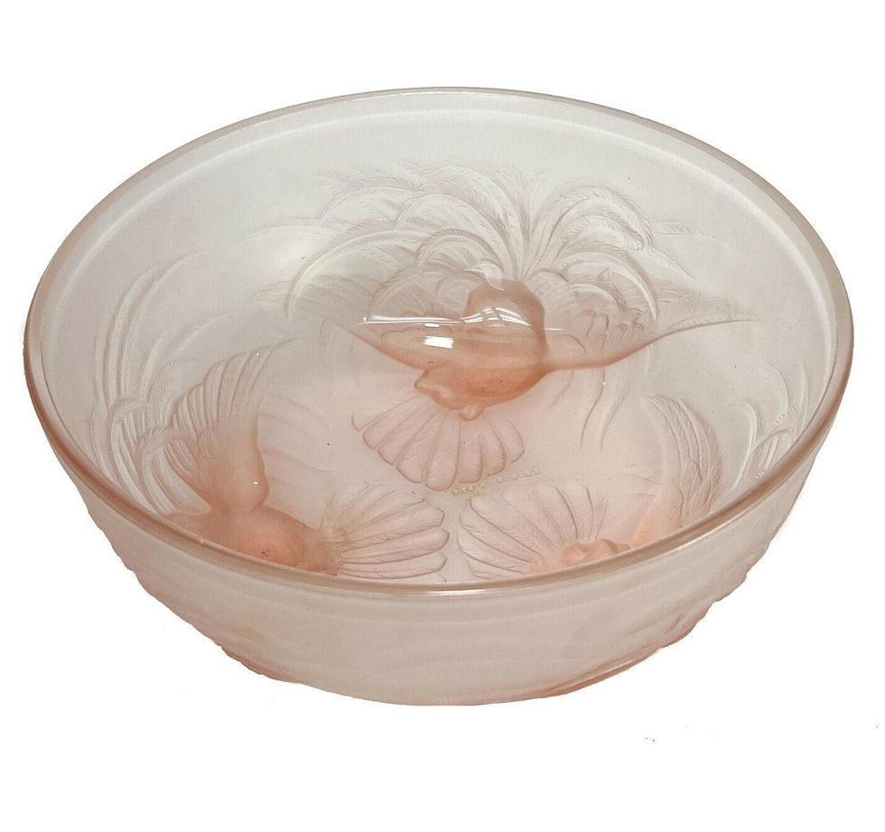 Thumbnail: French Sabino Style Pink Molded Glass Bowl, Birds in Flight