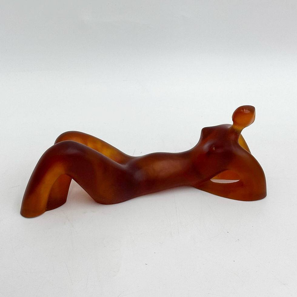 Thumbnail: Daum Pate de Verre Sculpture Femme Allongee Amber Capo di Feltre w/Box Ltd/500