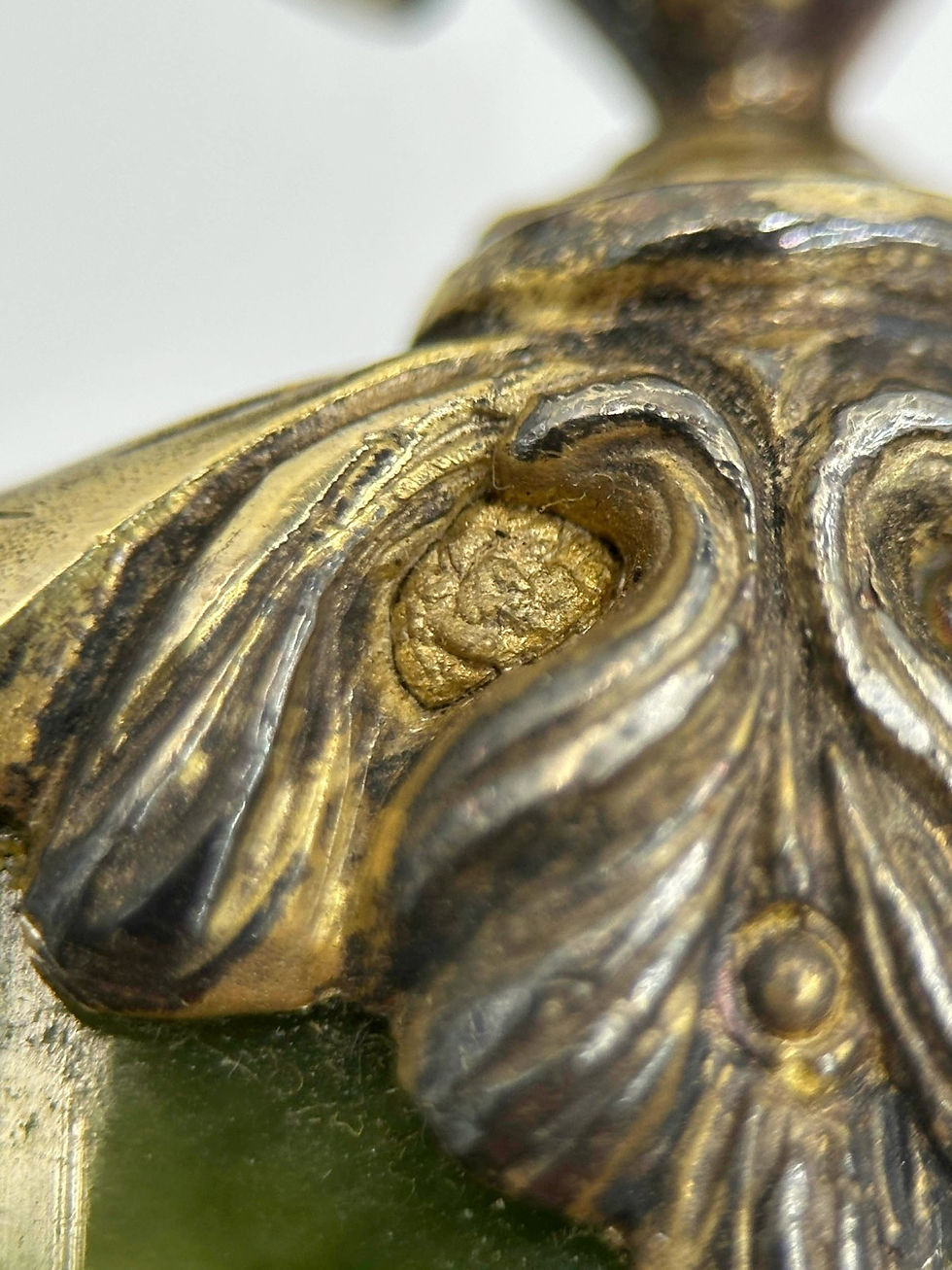 Thumbnail: Gilt Silver Mounted Carved Nephrite Jade Letter Opener with Russian Hallmarks