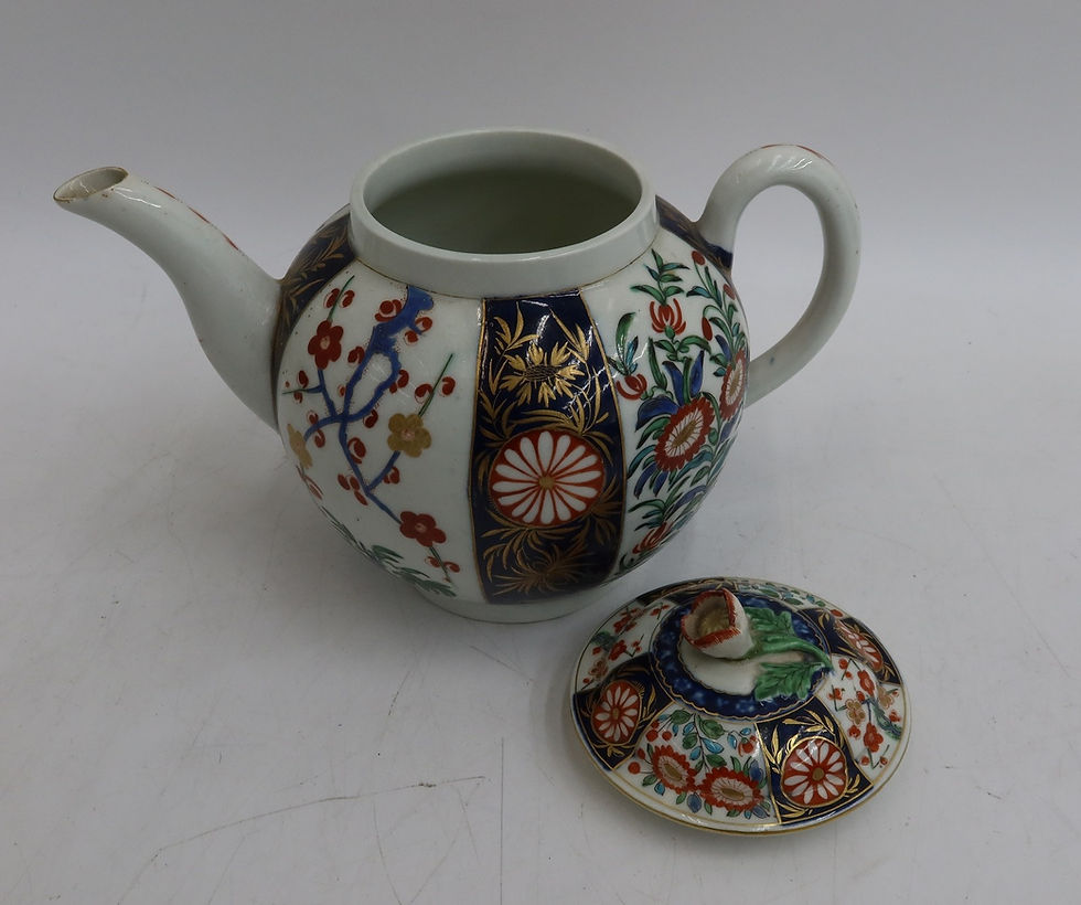 Thumbnail: Royal Worcester England Porcelain Teapot in Queen's Pattern Imari Kakiemon c1770