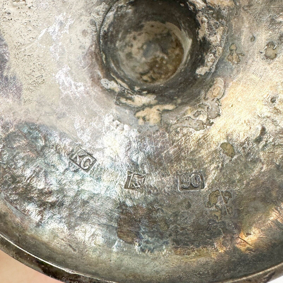 Thumbnail: Chinese Sterling Silver Dragon Bud Vase early 20th century