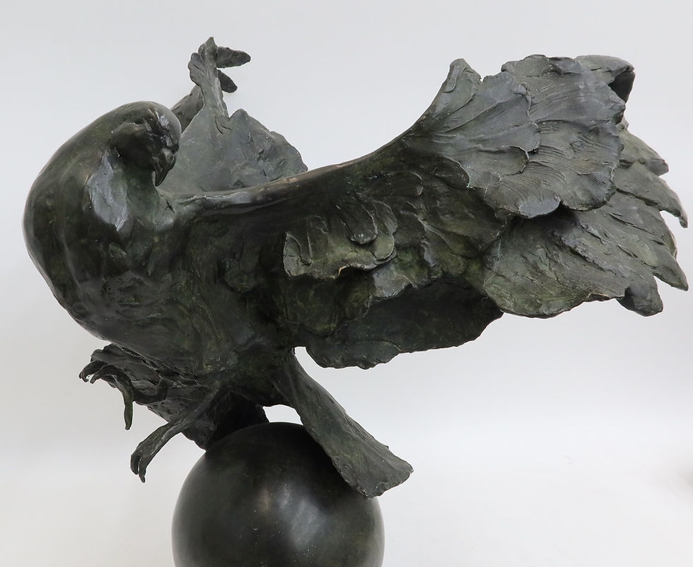 Thumbnail: Sandy Scott (US b. 1943) Patinated Bronze Sculpture Dove on Sphere Ltd Ed 65