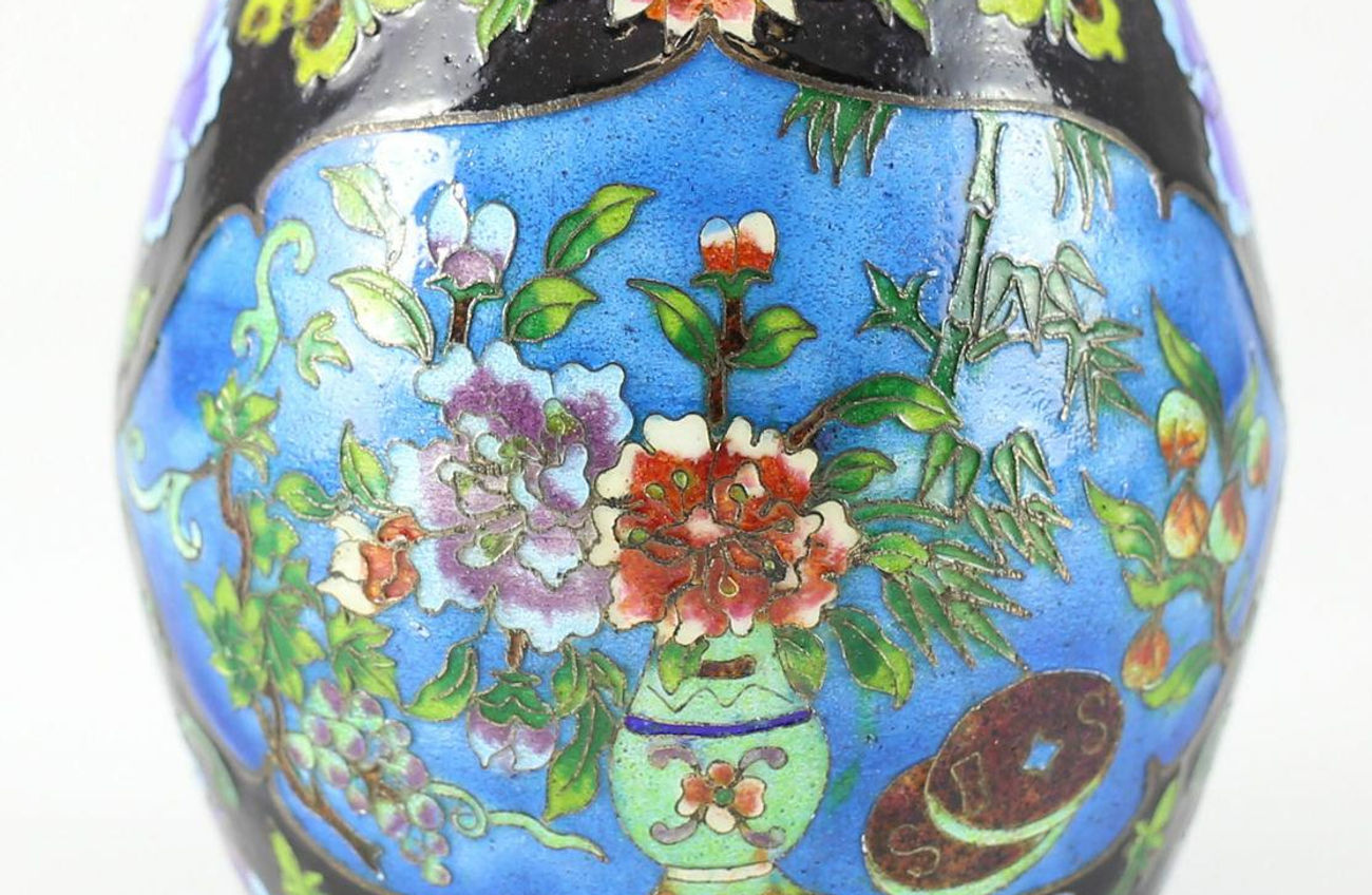 Chinese Cloisonne & Enamel Gilt Silver Covered Pot, 19thC/20thC