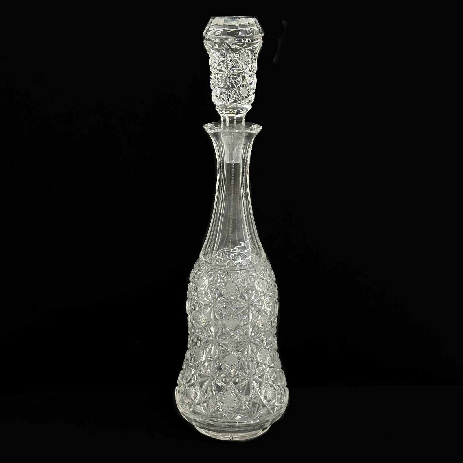American Libbey Cut Glass 16.25 inch Decanter Hobstars early 20th century