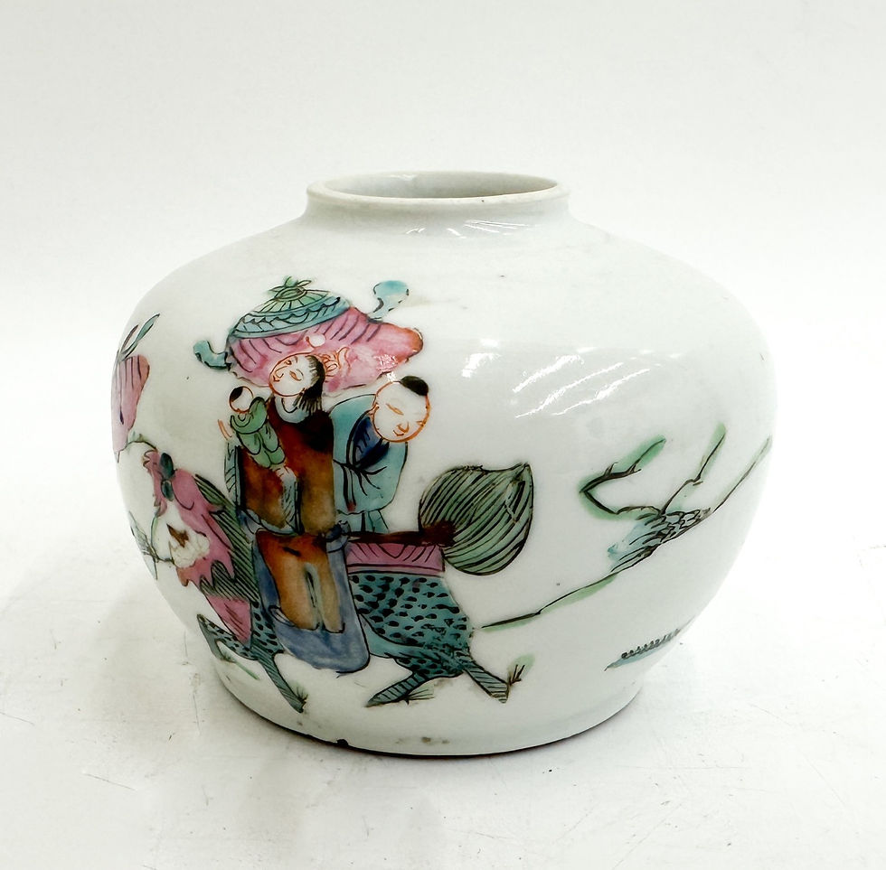 Thumbnail: Chinese Hand Painted Enamel Figural Vase circa 1900