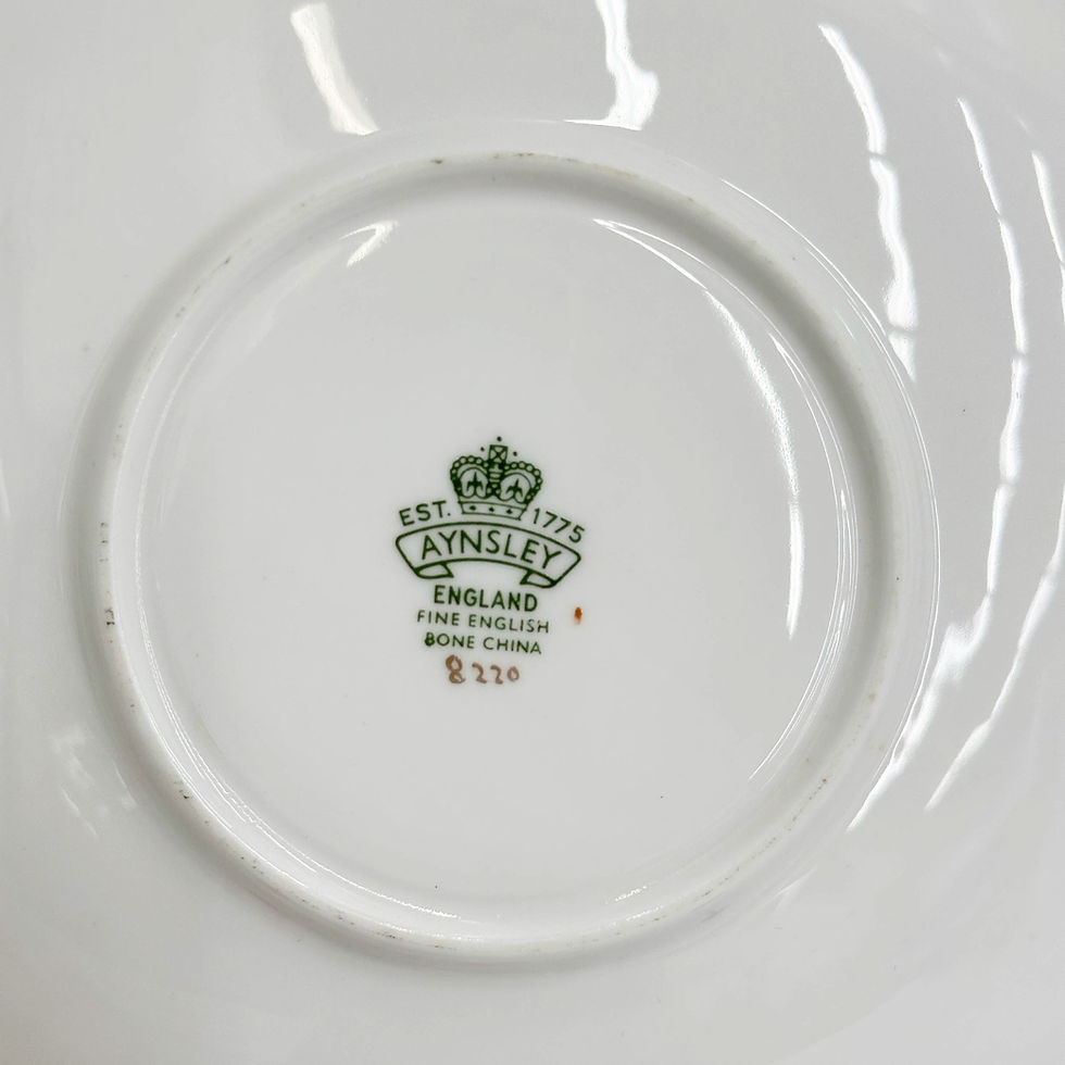 Thumbnail: 5 Aynsley England Porcelain Tea Cup & Saucers Engagement 8220 Monogrammed c1940
