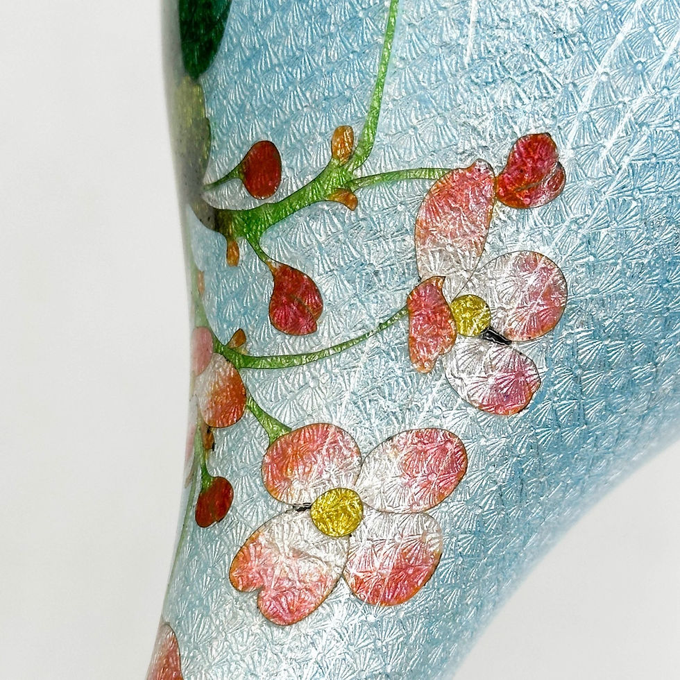Thumbnail: Japanese Ginbari Cloisonne Enamel Bronze Vase Blossoms Meiji Period