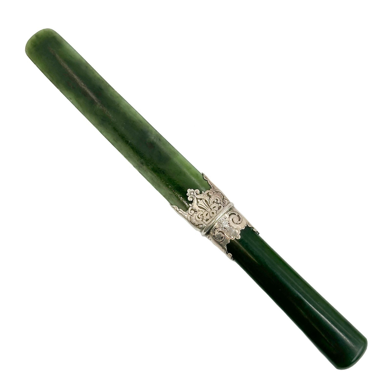 Tiffany & Co Sterling Silver Mounted Nephrite Jade Letter Opener c1900