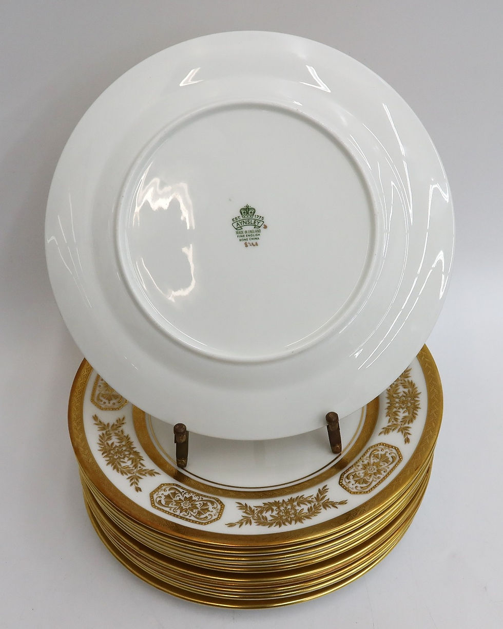 Thumbnail: 11 Aynsley England Porcelain Salad or Dessert Plates in Engagement 8220 c1940