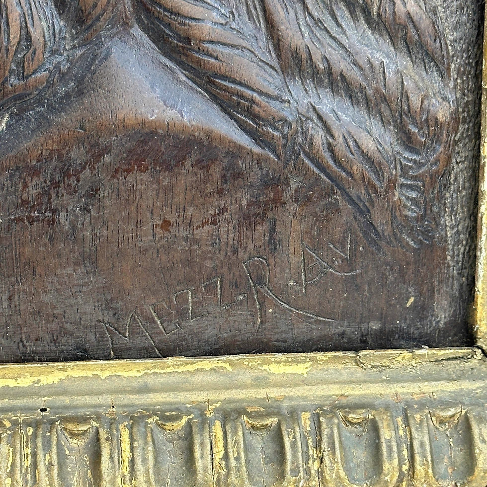 Thumbnail: Italian Carved Gilded Wood Plaque Christ Framed 19th century Signed