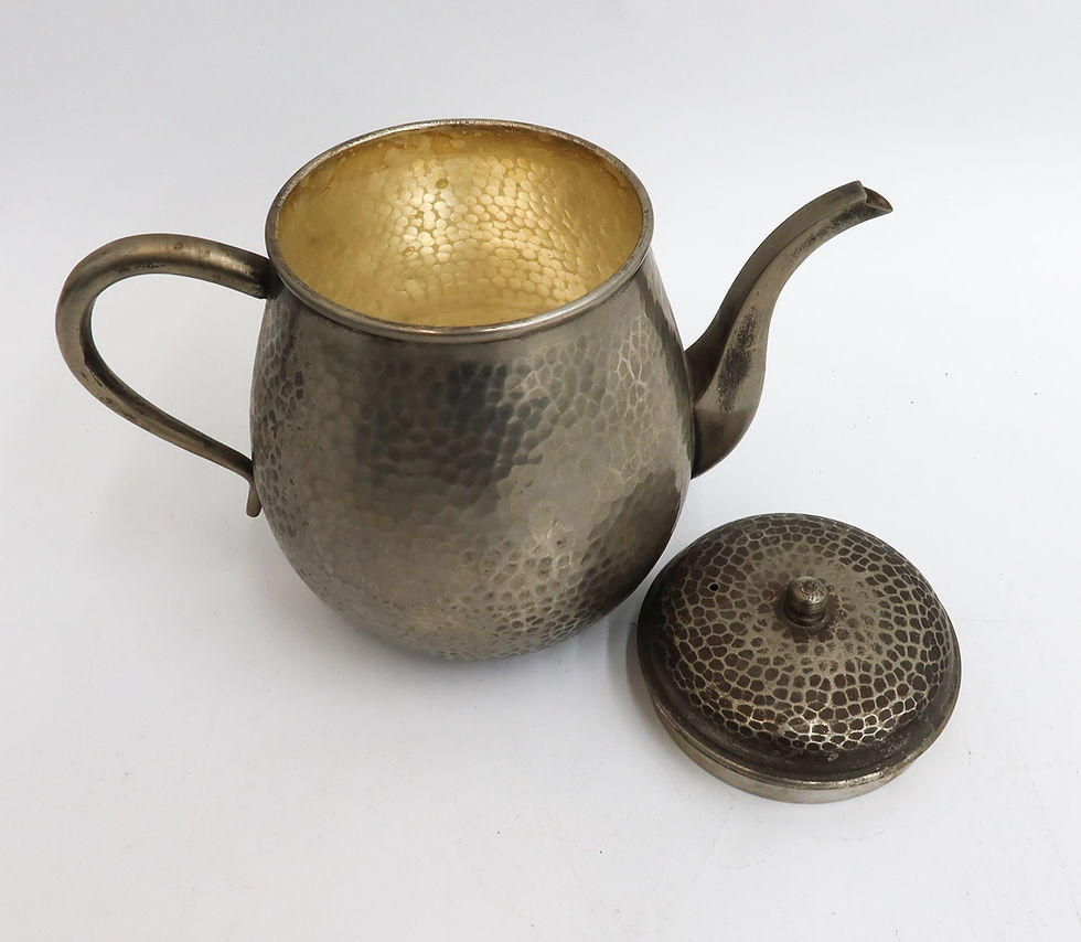 Thumbnail: Japanese Silverplate Hand Wrought Teapot Meiji Period