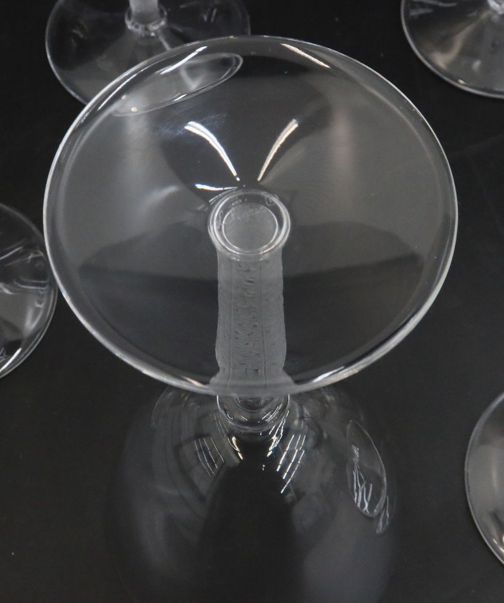 Thumbnail: 13 Lalique France Frosted and Clear Glass Water Goblets in Lourve