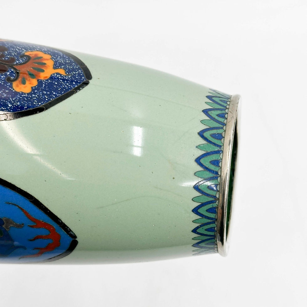 Thumbnail: Japanese Cloisonne Enamel Bronze 9.5 inch Vase Meiji Period