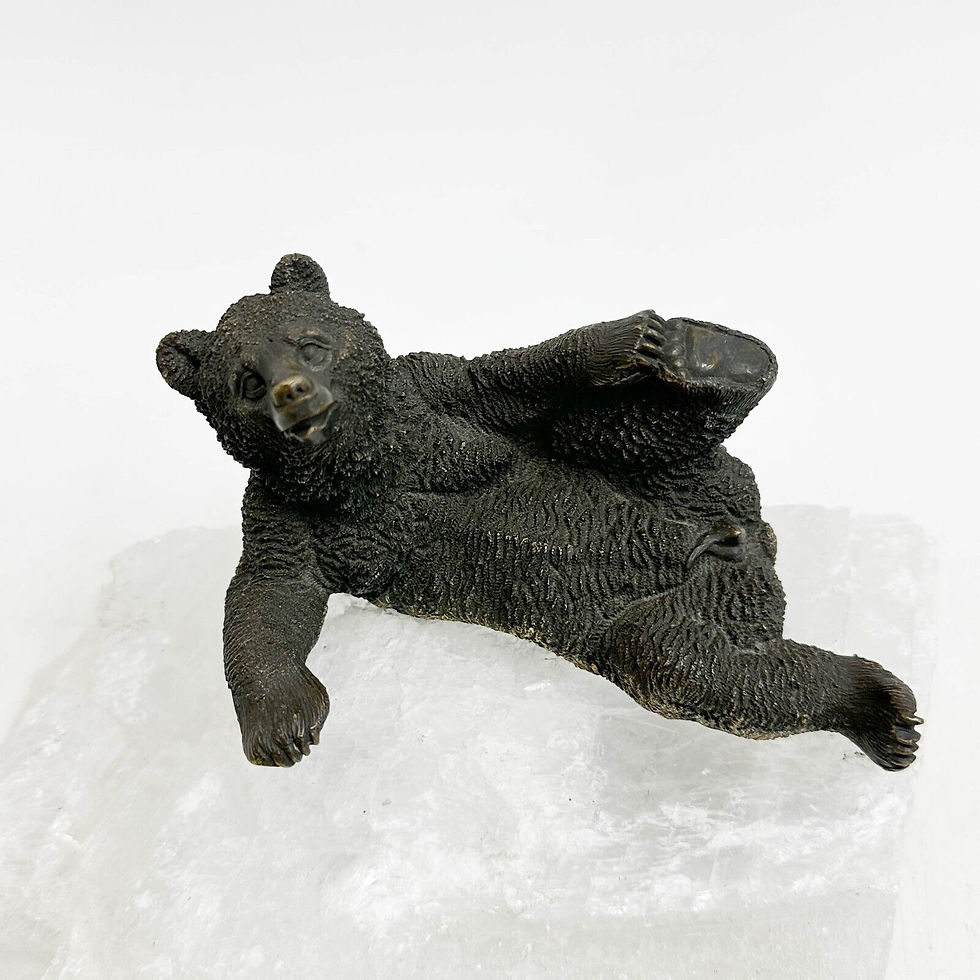 Thumbnail: Russian Nikolai Lieberich Patinated Bronze Sculpture Bear on Rock Crystal Base
