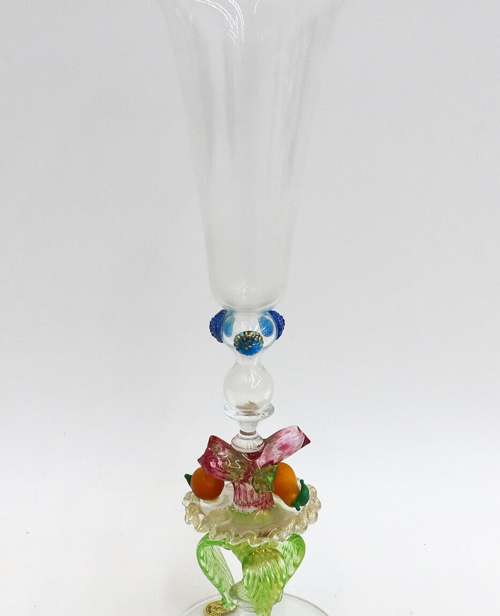 Thumbnail: Bucella Cristalli Murano Venetian Art Glass Vase Fruits Mid Century