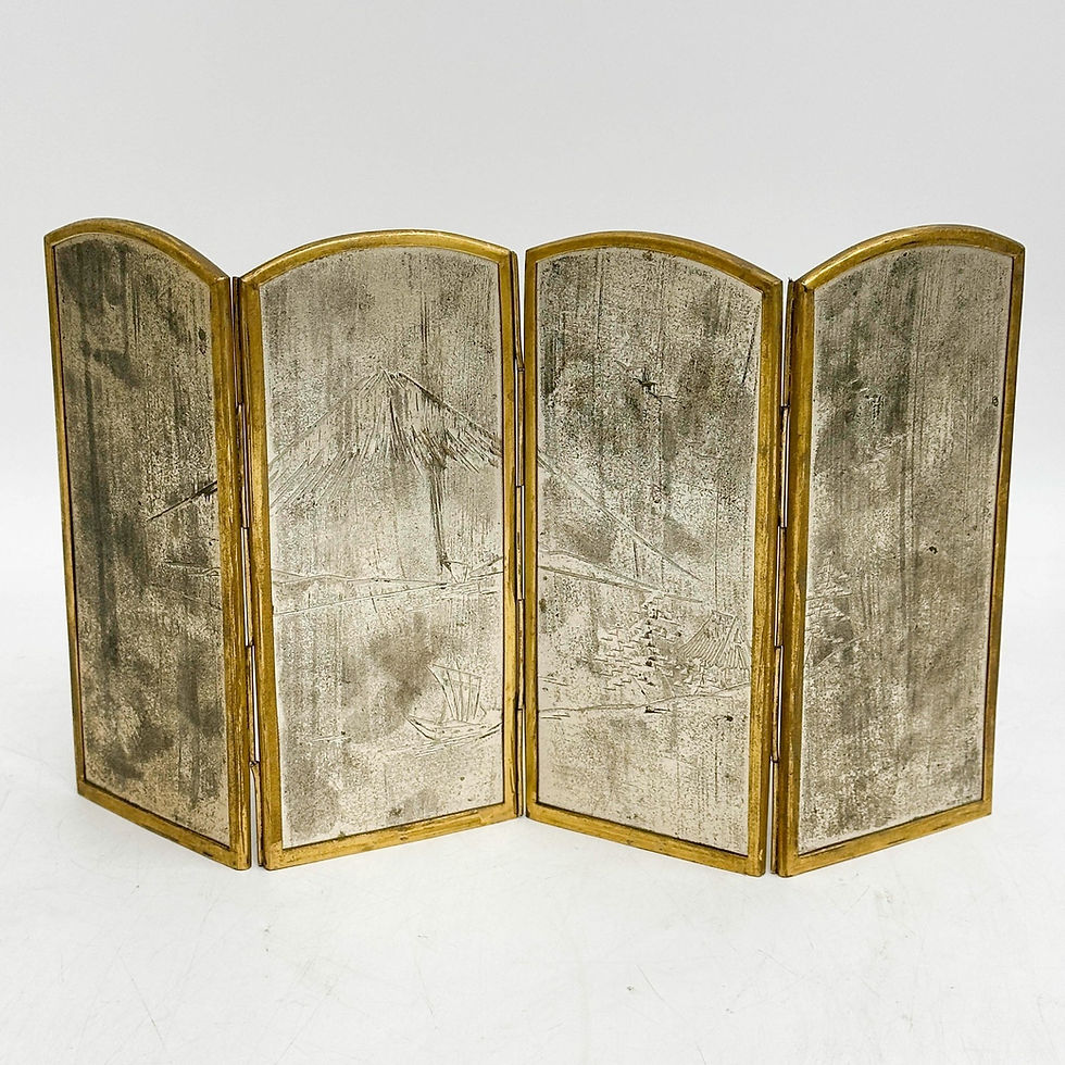 Thumbnail: Inaba Shichiho Japanese Cloisonne Enamel Gilt Metal Small Table Screen c1900