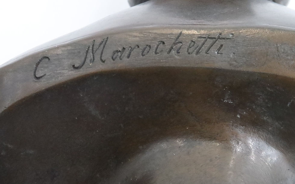 Thumbnail: Carlo Marochetti (Italian French) Patinated Bronze Bust of a Woman Signed 19th C