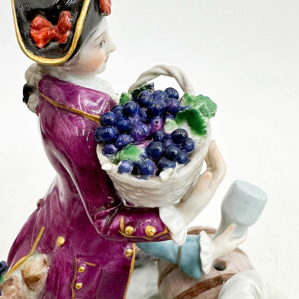 Thumbnail: Meissen Germany Hand Painted Porcelain Figural Group Winemakers C65 19th century
