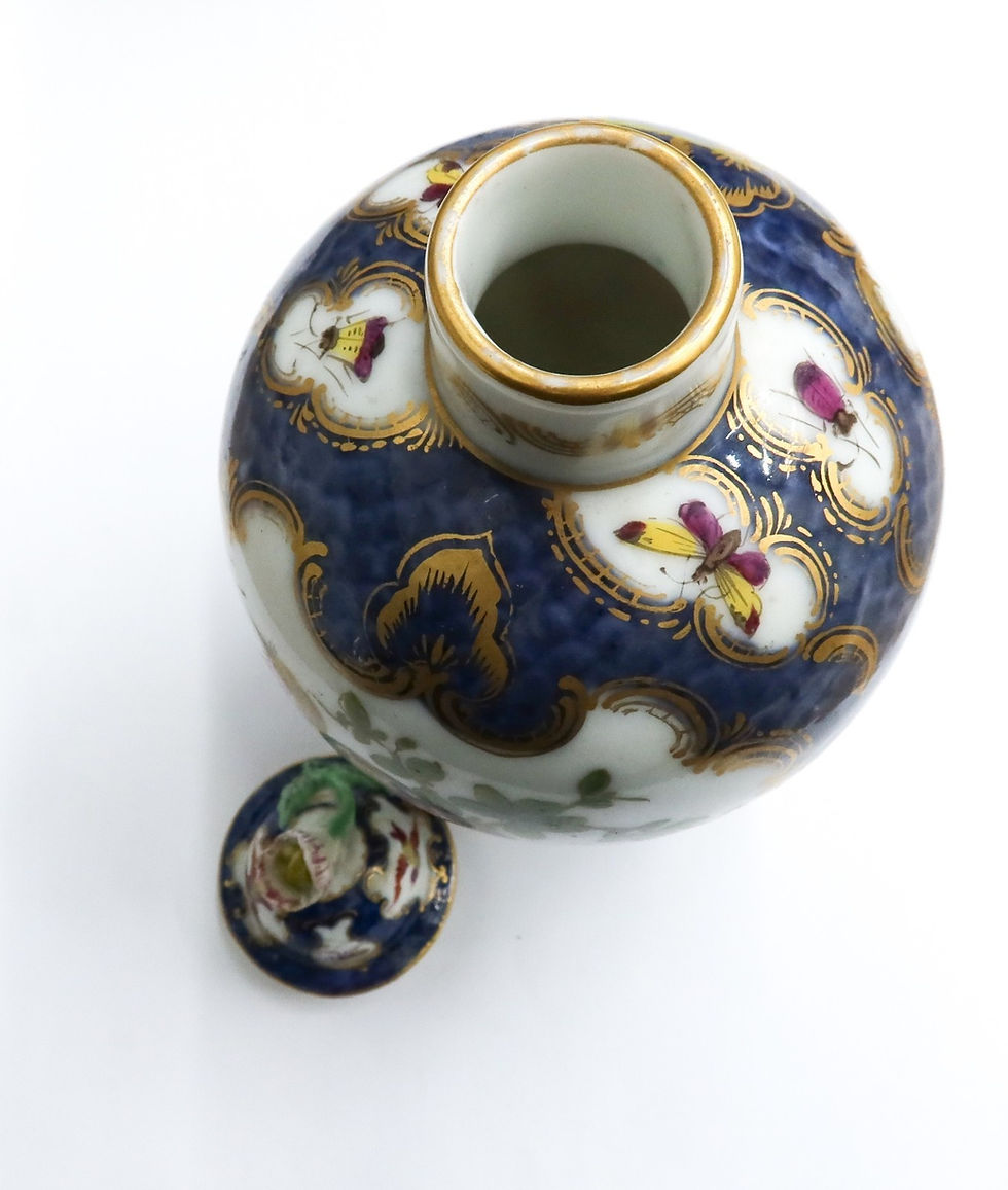 Thumbnail: Royal Worcester England Porcelain Hand Painted Tea Caddy Exotic Birds c1770