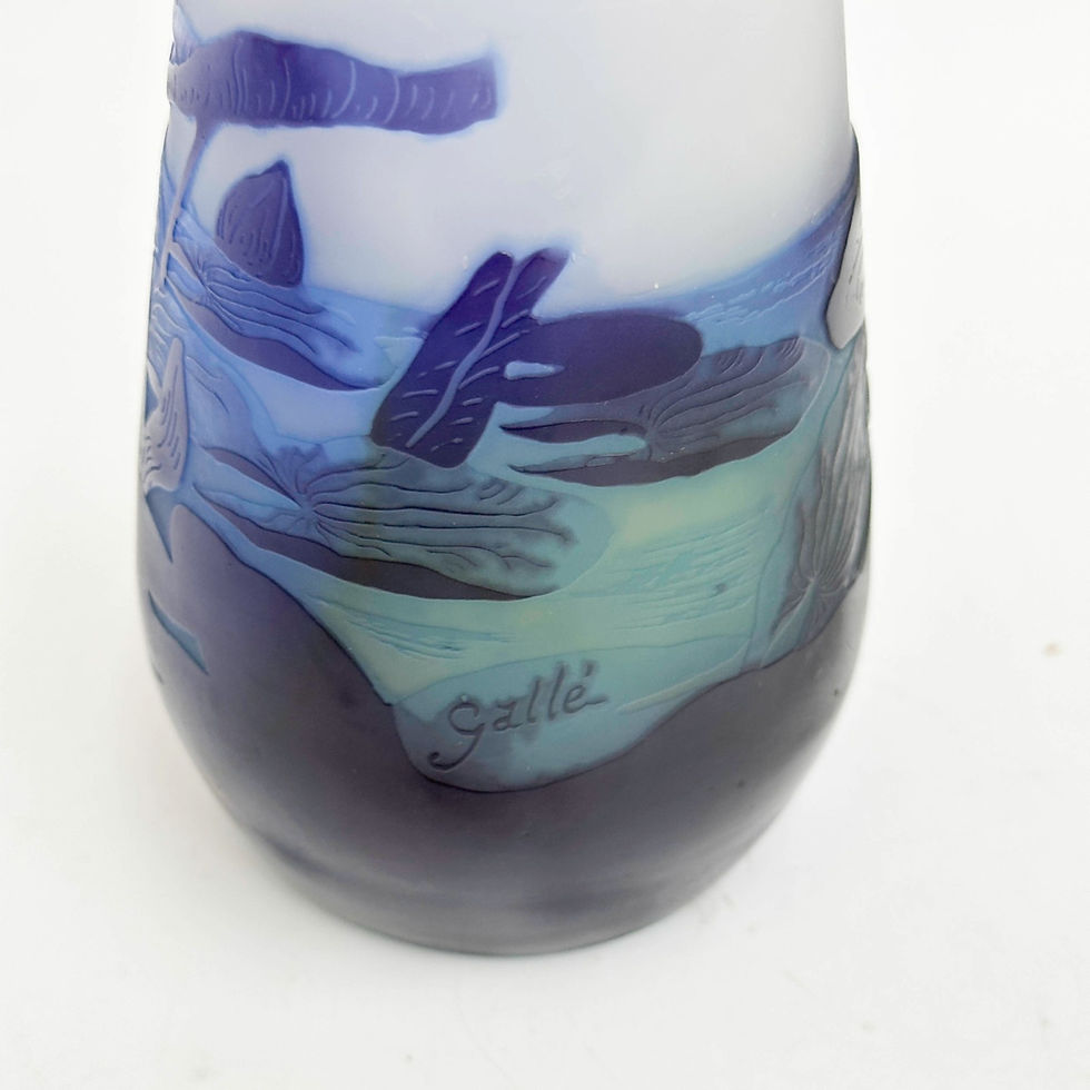 Thumbnail: Emile Galle Acid Etched Cameo Art Glass Vase Water Lilies circa 1900