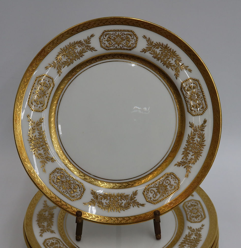 Thumbnail: 10 Aynsley England Porcelain Dinner Plates in Engagement 8220 c 1940