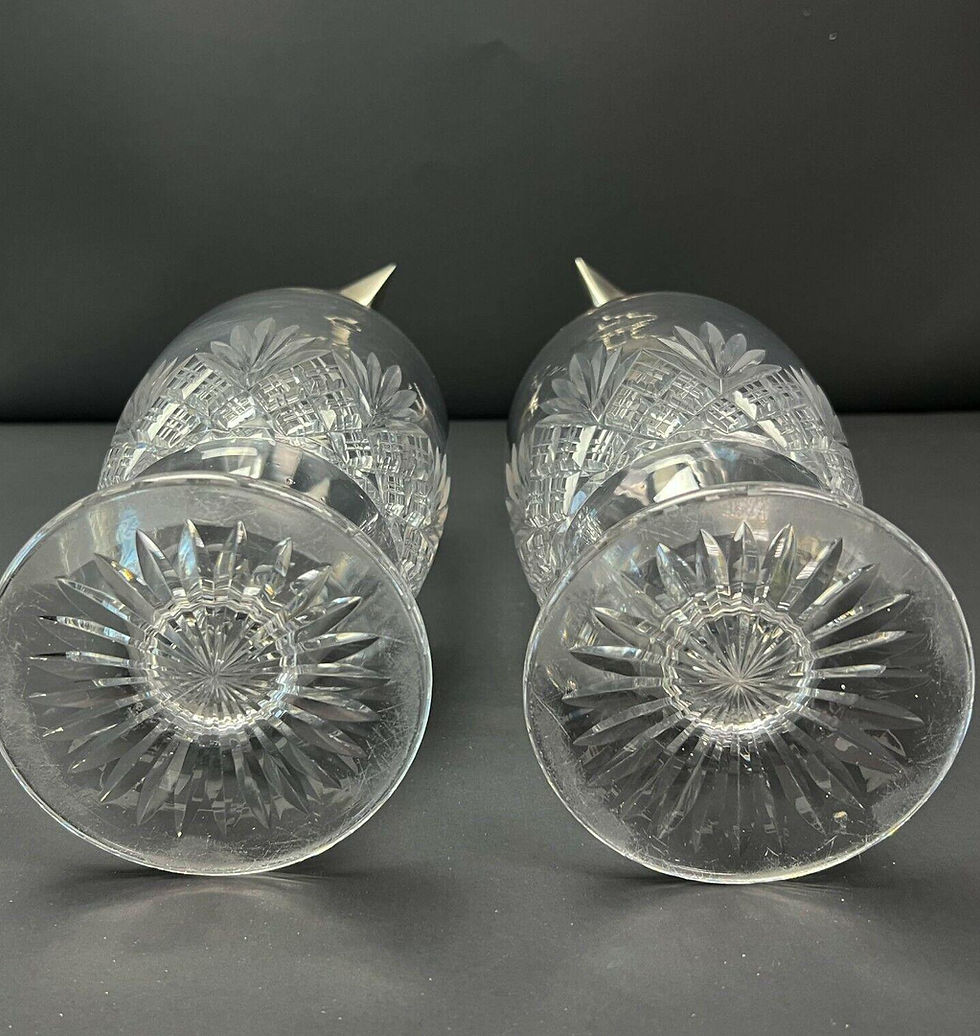 Thumbnail: Pair Barend Enzering Dutch Silver Mounted Cut Glass Pitchers circa 1825