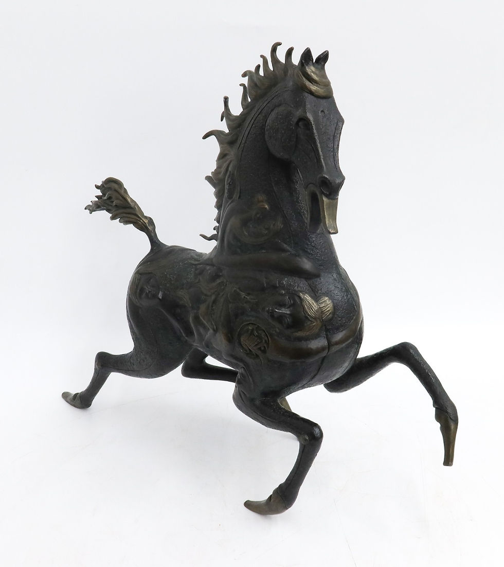 Thumbnail: Vintage Jiang Tiefeng (Chinese 1938)  Cast Bronze Sculpture Black Horse Ltd Ed