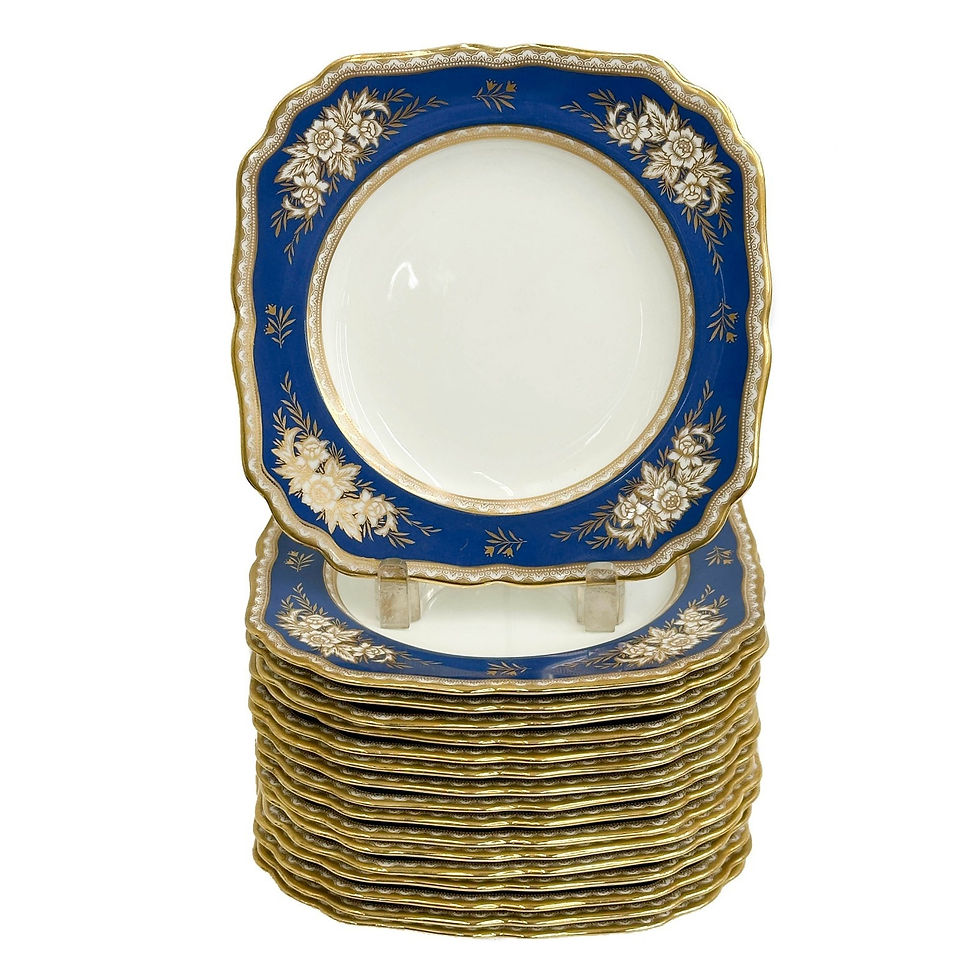 17 Minton England for Tiffany & Co Blue Gilt Square Porcelain Plates 1929