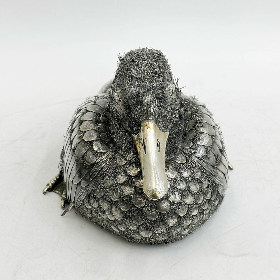 Thumbnail: Fratelli Lisi e Figli Italian 925 Silver & Gilt Seated Duck Sculpture