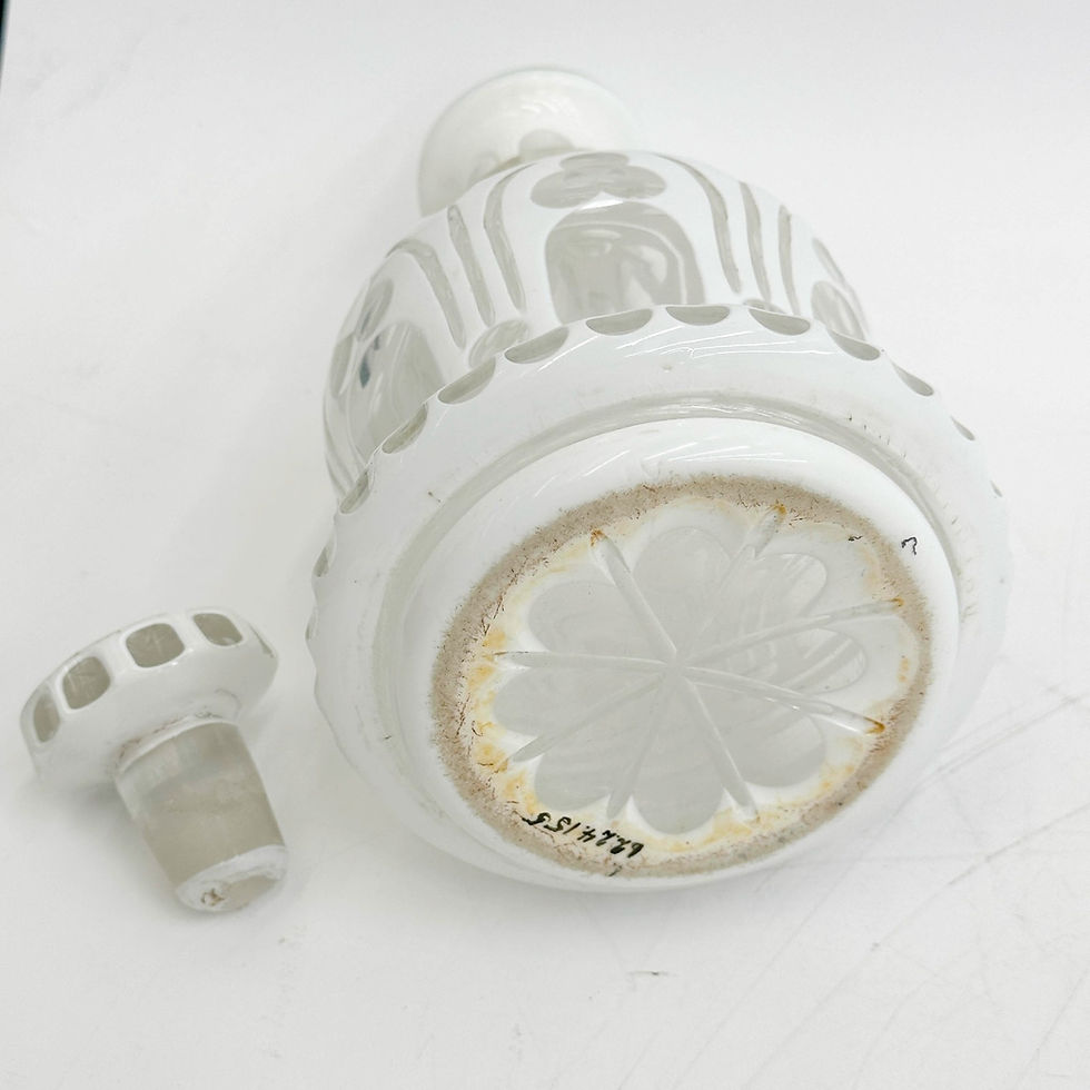 Thumbnail: Bohemian White Cut to Clear Glass Decanter circa 1900