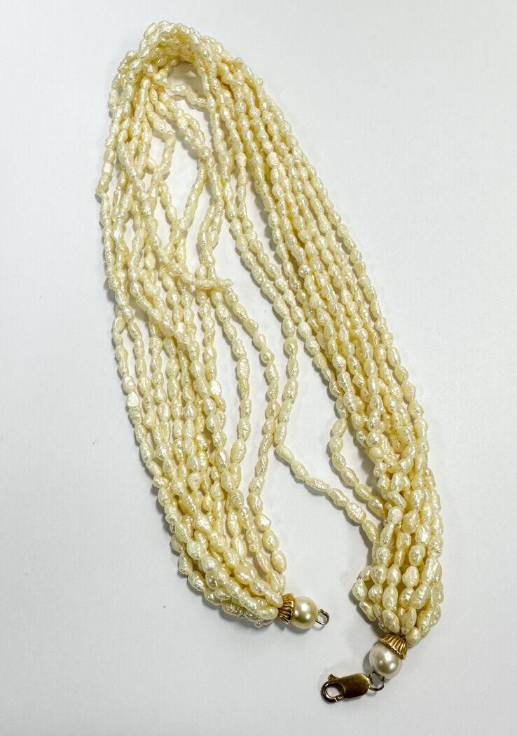Thumbnail: 14k Yellow Gold 10 strand Freshwater Pearl Necklace