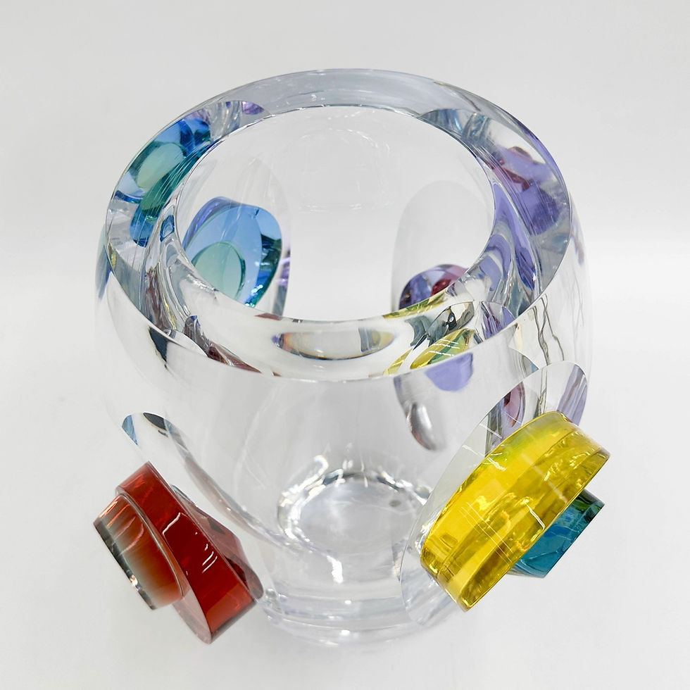 Thumbnail: Rene Roubicek for Moser Czech Galaxy Multicolor Art Glass Vase Ltd Ed/30