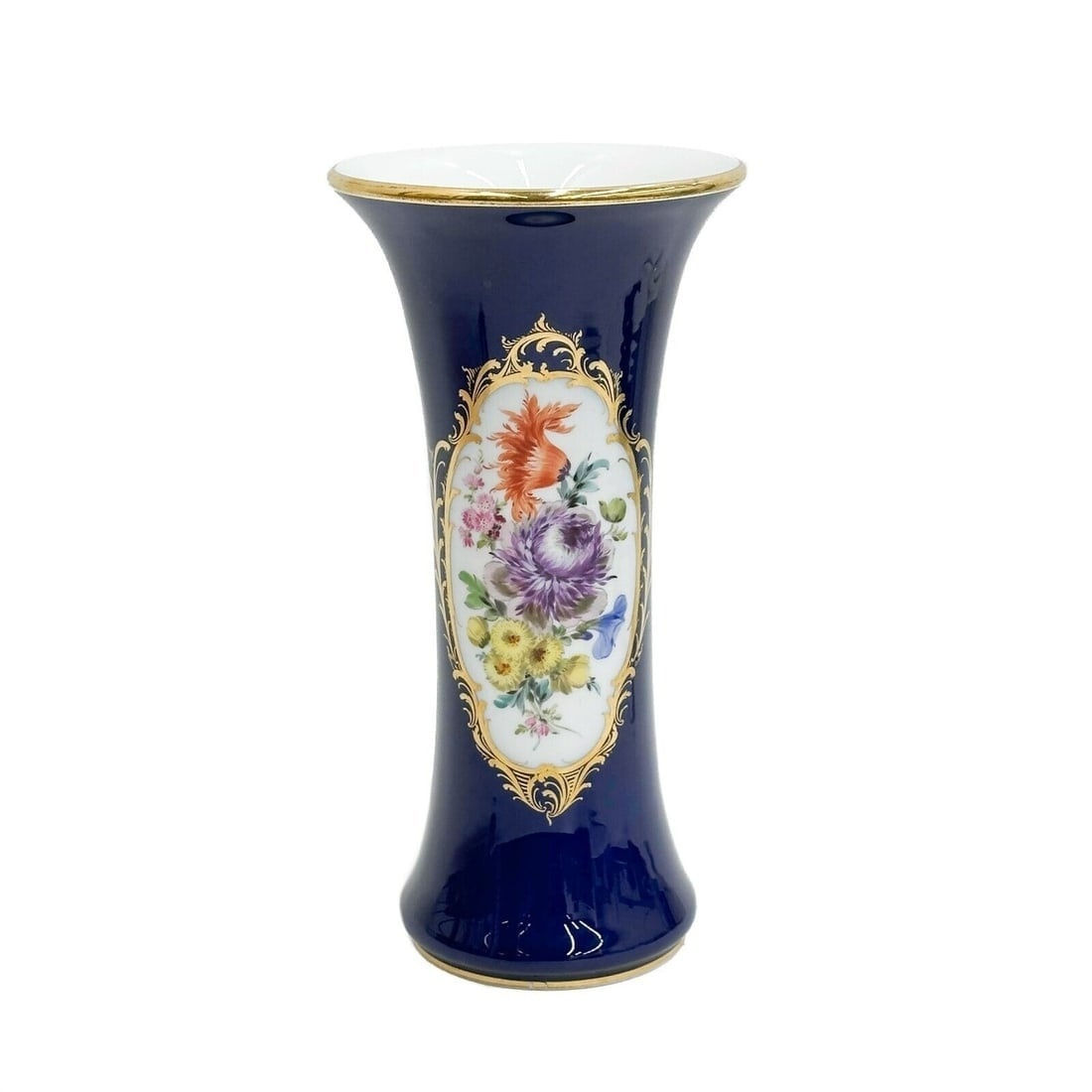 Meissen Germany Hand Painted Porcelain 9.6 inch Vase Florals c1930