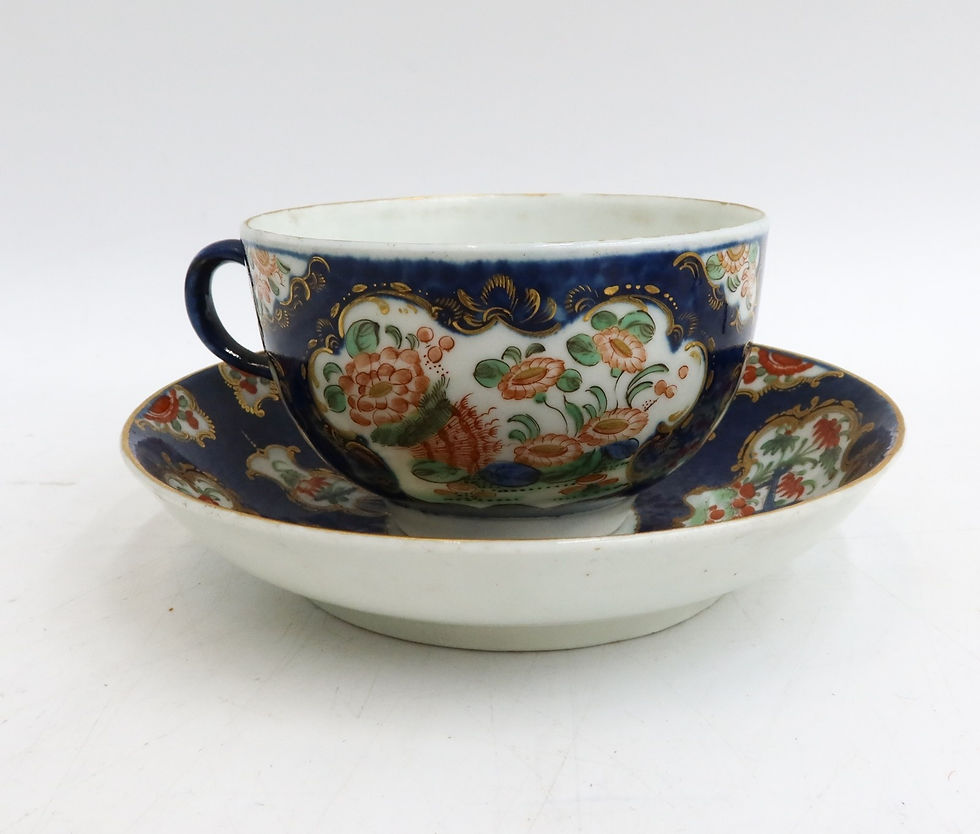 Thumbnail: Royal Worcester England Porcelain Cup and Saucer Florals circa 1770