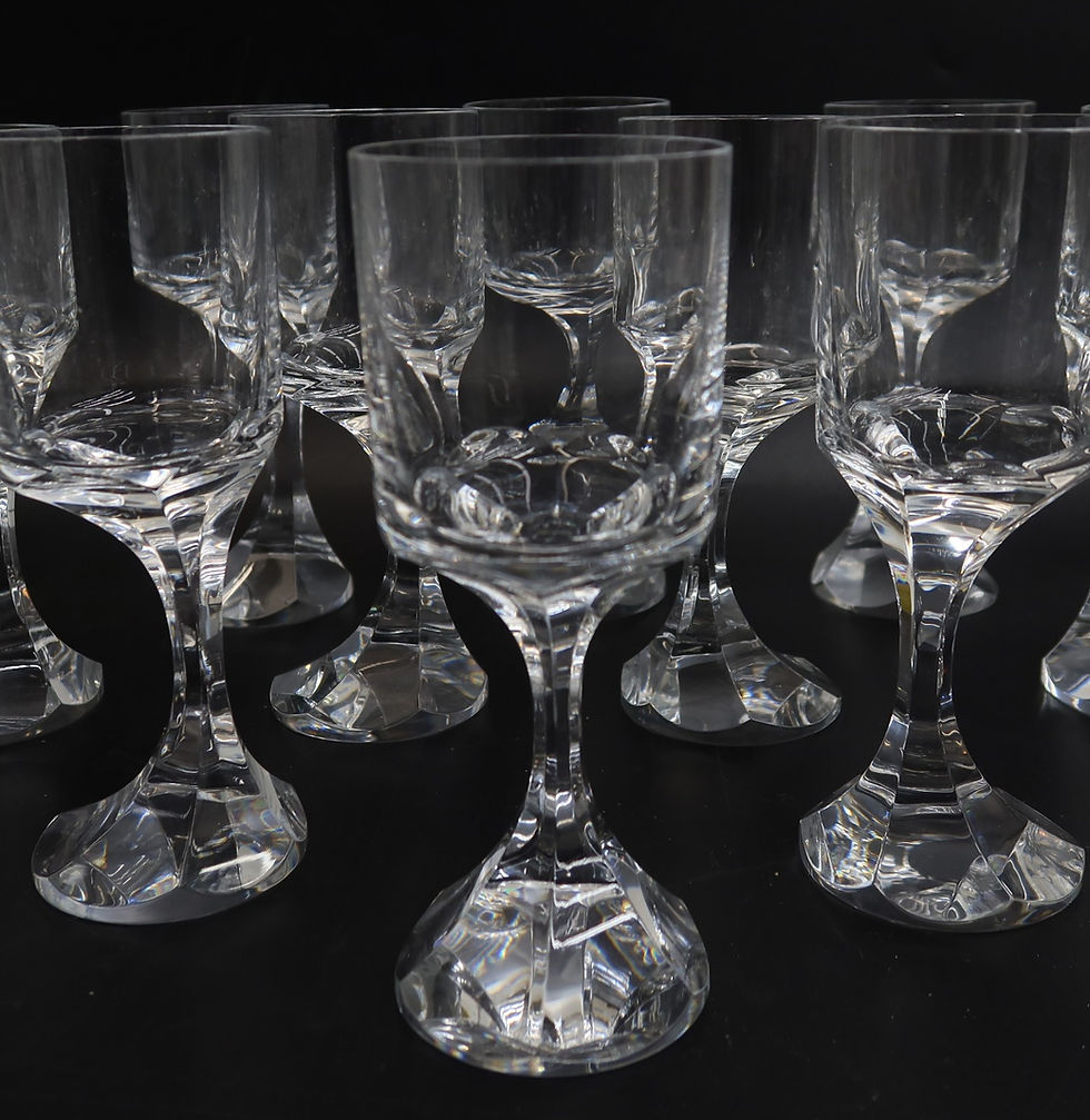 Thumbnail: 12 Baccarat France Crystal Glass Water Goblets in Narcisse