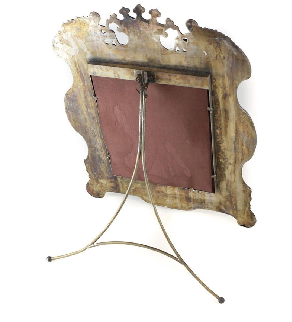 Thumbnail: Antique French Silvered Bronze Easel-Back Mirror 19th Century