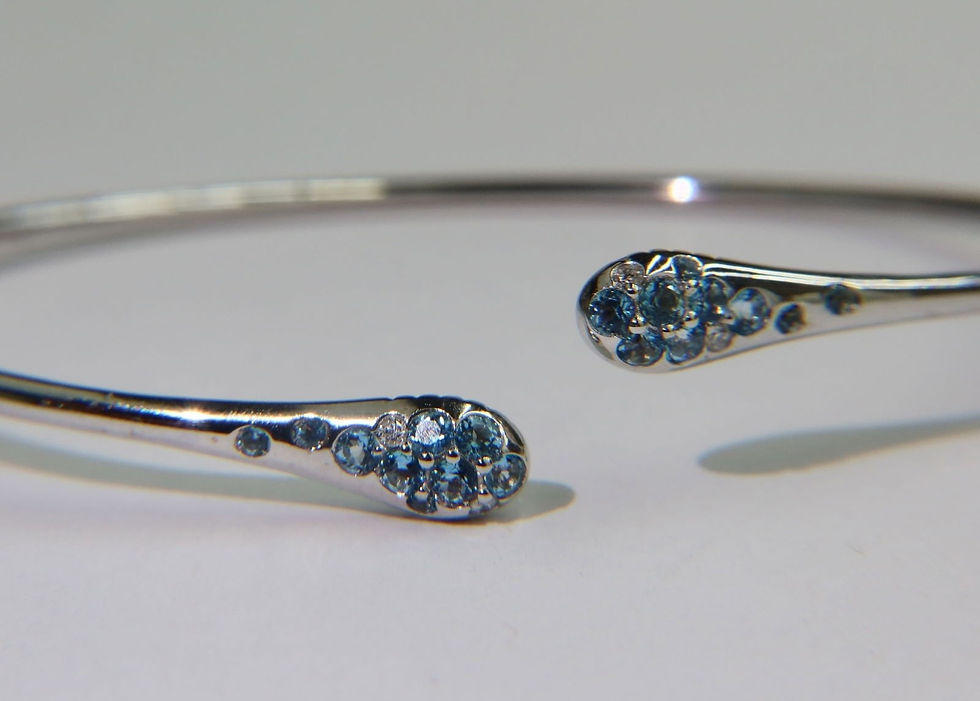Thumbnail: Italian 750 White Gold  Ombre Via Fiori Scuri Blue Topaz Diamond Cuff Bracelet