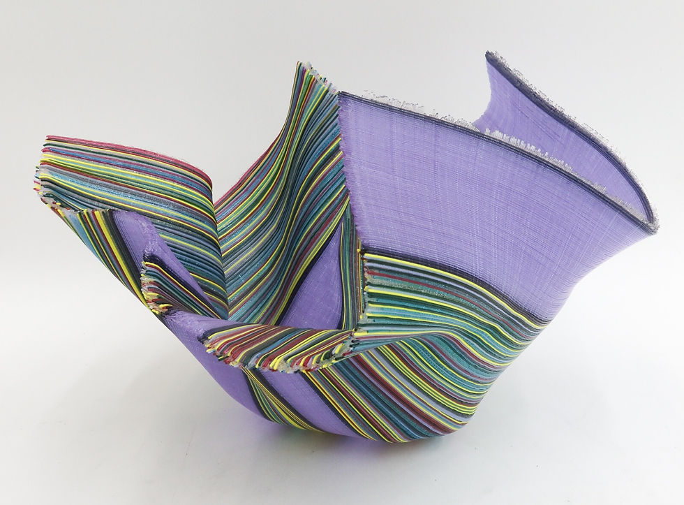 Thumbnail: Carole Perry (American 20th Century) Filet-de-Verre Tapestry Bowl Calypso Signed