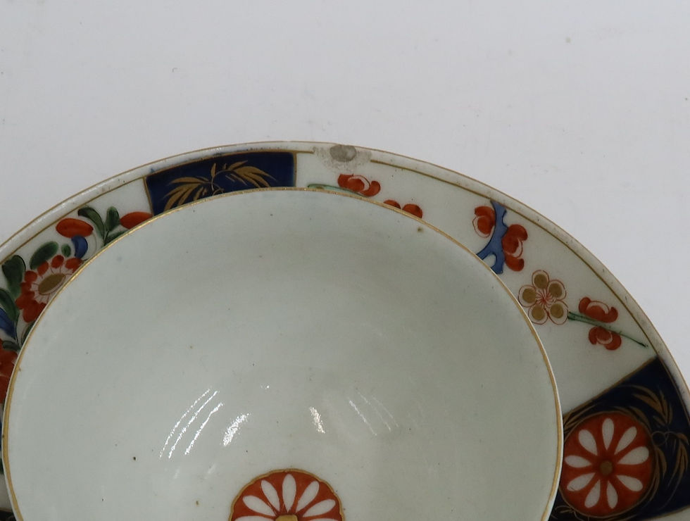 Thumbnail: Royal Worcester England Porcelain Cup and Saucer Queen's Pattern Imari c1770